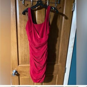Jay Godfrey size 4 deep red ruched fitted party dress.